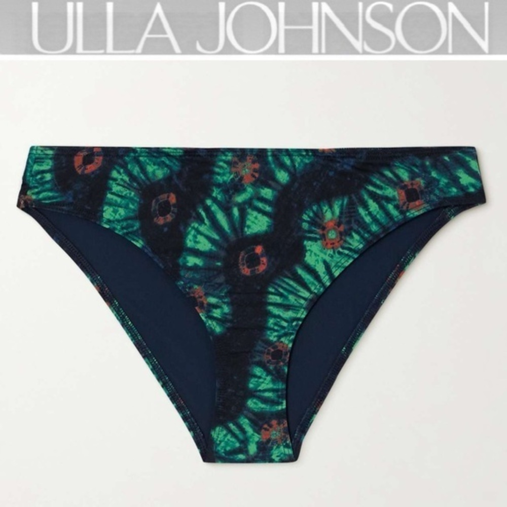 ULLA JOHNSON Dani Printed Bikini Briefs in Green sz L NWT 140$